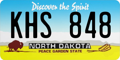 ND license plate KHS848