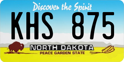 ND license plate KHS875