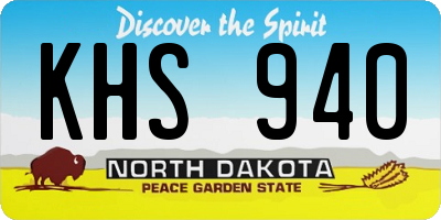 ND license plate KHS940