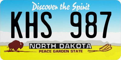 ND license plate KHS987