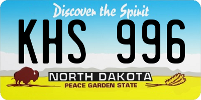 ND license plate KHS996