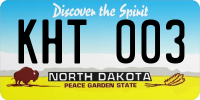 ND license plate KHT003