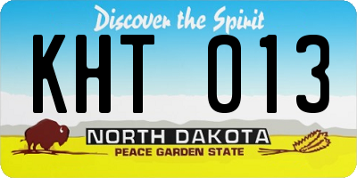 ND license plate KHT013