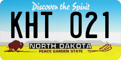 ND license plate KHT021