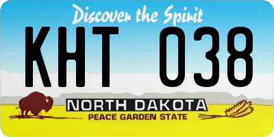 ND license plate KHT038