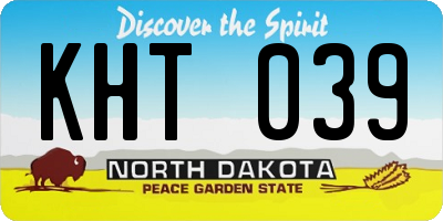 ND license plate KHT039