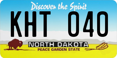 ND license plate KHT040