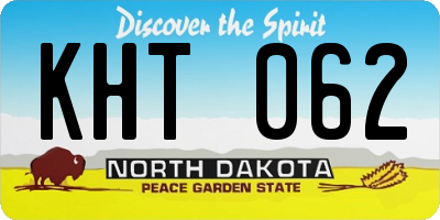 ND license plate KHT062