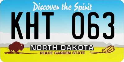 ND license plate KHT063