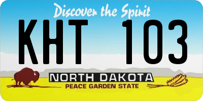 ND license plate KHT103