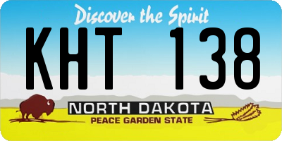 ND license plate KHT138