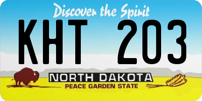 ND license plate KHT203