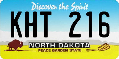 ND license plate KHT216