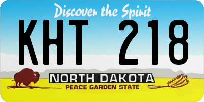 ND license plate KHT218