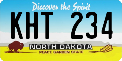 ND license plate KHT234