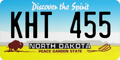 ND license plate KHT455