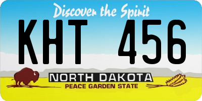 ND license plate KHT456