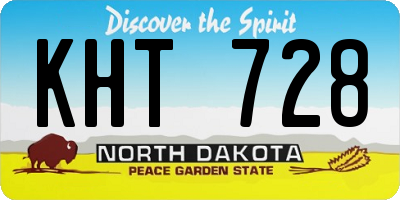 ND license plate KHT728