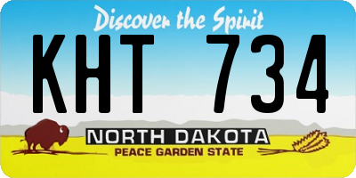 ND license plate KHT734
