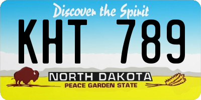 ND license plate KHT789