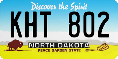 ND license plate KHT802