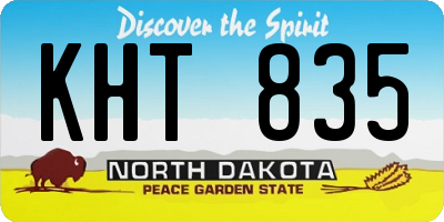 ND license plate KHT835