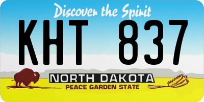 ND license plate KHT837