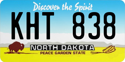 ND license plate KHT838