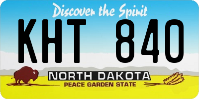 ND license plate KHT840