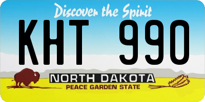 ND license plate KHT990