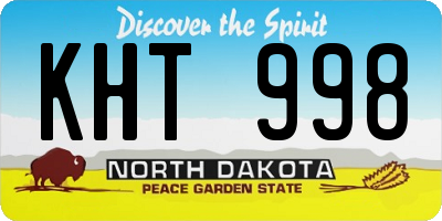 ND license plate KHT998