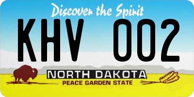 ND license plate KHV002