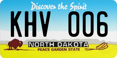 ND license plate KHV006