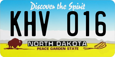 ND license plate KHV016