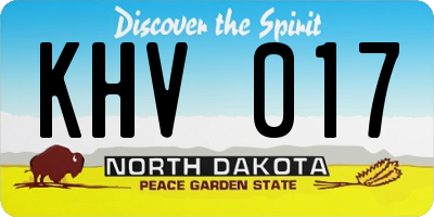 ND license plate KHV017
