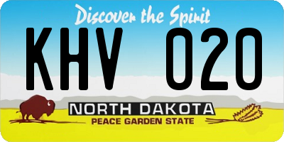 ND license plate KHV020