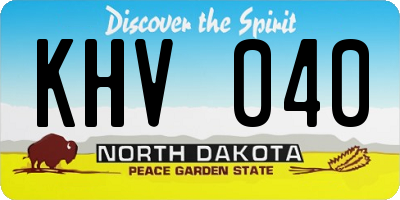 ND license plate KHV040