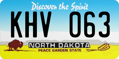ND license plate KHV063