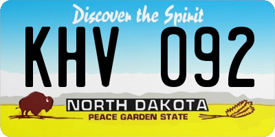 ND license plate KHV092