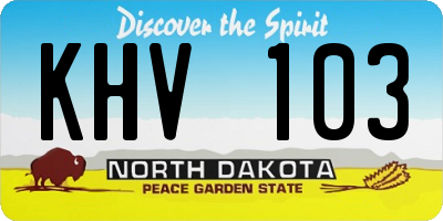 ND license plate KHV103
