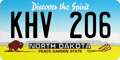 ND license plate KHV206