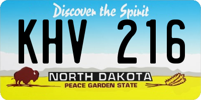 ND license plate KHV216