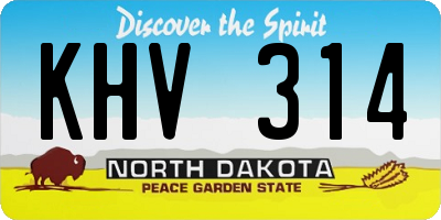 ND license plate KHV314
