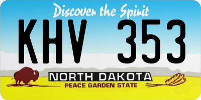 ND license plate KHV353