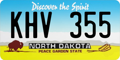 ND license plate KHV355