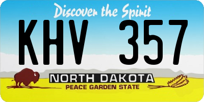 ND license plate KHV357