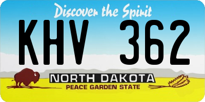 ND license plate KHV362