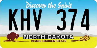 ND license plate KHV374
