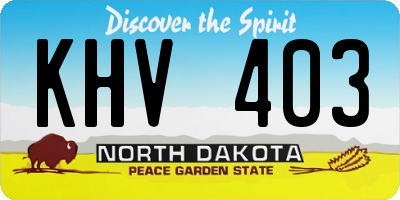 ND license plate KHV403