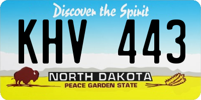 ND license plate KHV443